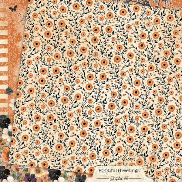 Graphic 45 - BOOtiful Greetings Collection - 12 x 12 Double Sided Paper - Bewitching Layout
