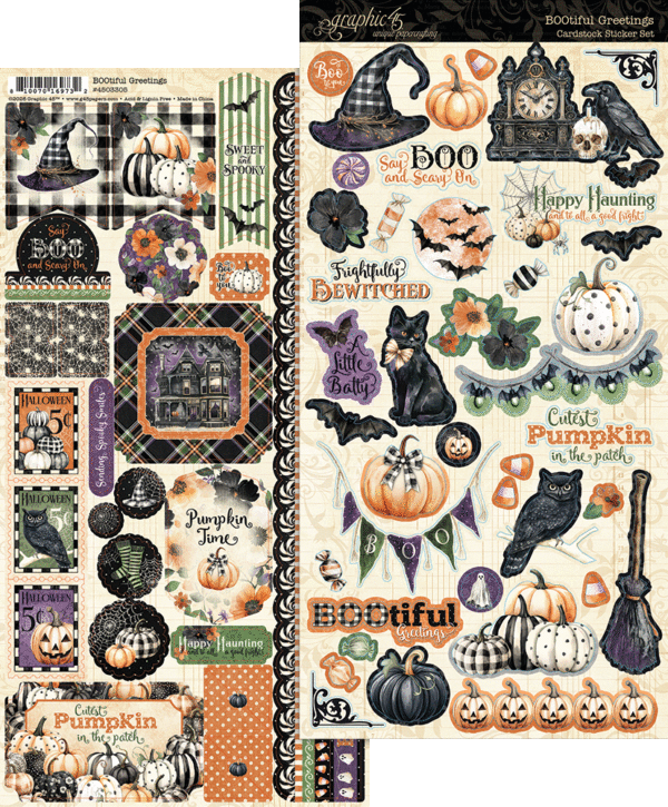 Graphic 45 - BOOtiful Greetings Collection - Cardstock Stickers