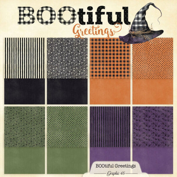 Graphic 45 - BOOtiful Greetings Collection - 12 x 12 Patterns And Solids Pack