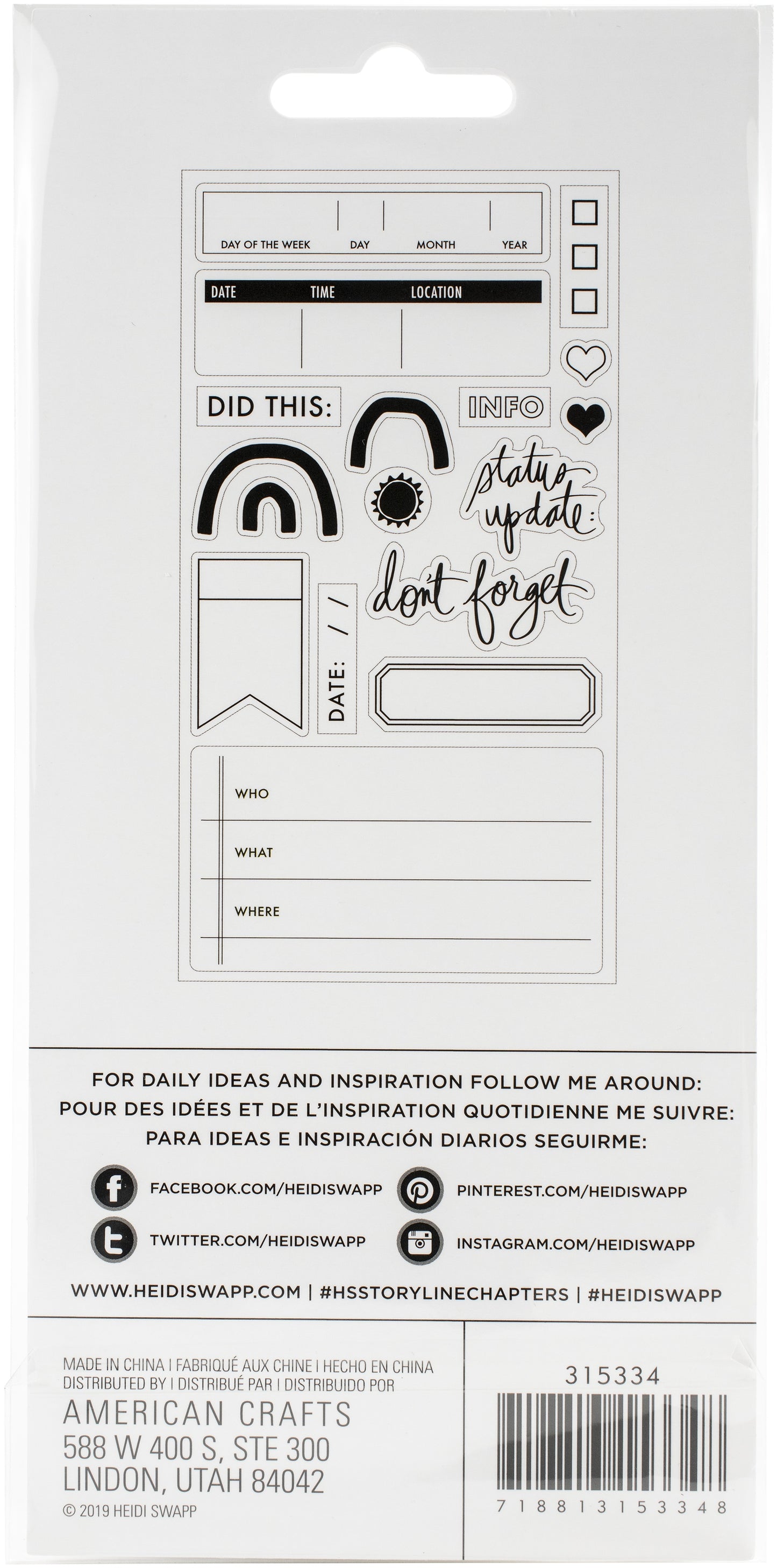 Heidi Swapp - Storyline Chapters - Clear Stamps