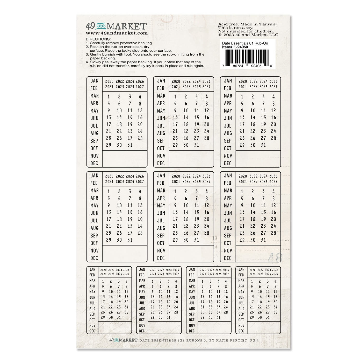 49 and Market - Rub-On Transfers - Date Essentials 01