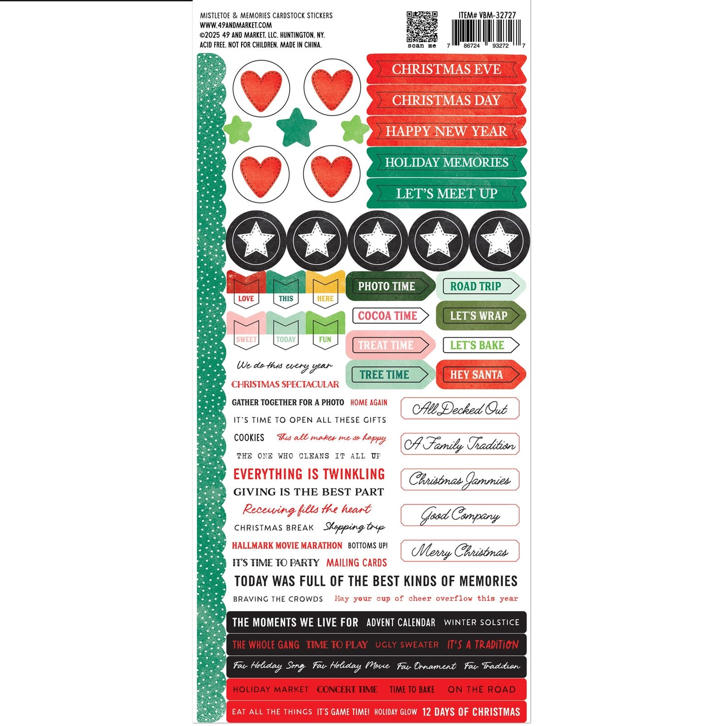 49 and Market - Mistletoe and Memories Collection - Cardstock Stickers