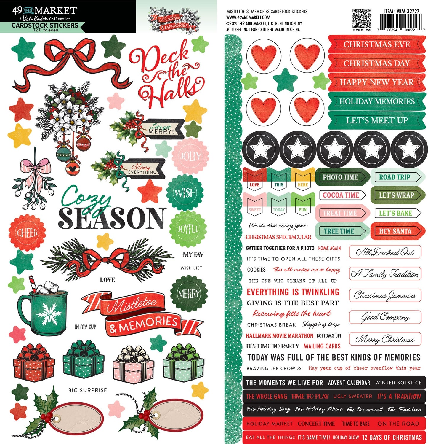 49 and Market - Mistletoe and Memories Collection - Cardstock Stickers