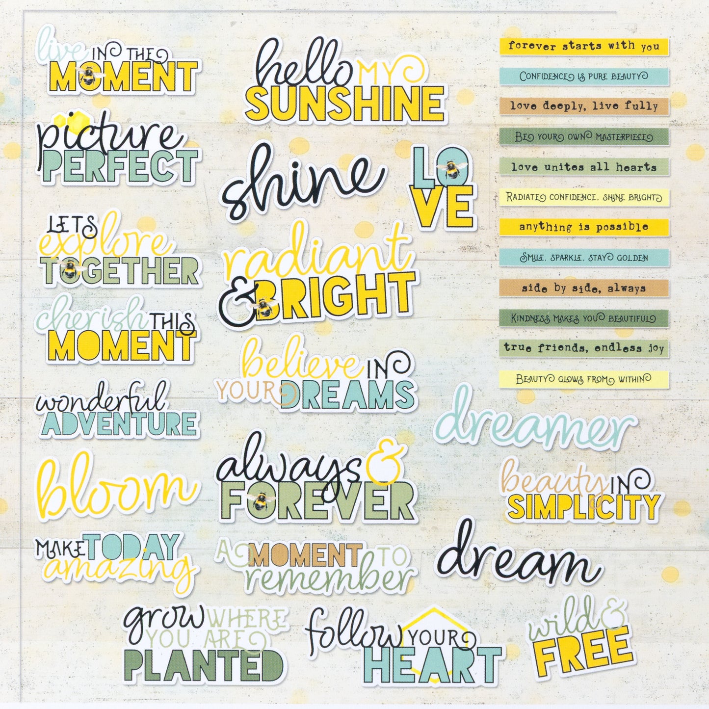 49 and Market - Botanical Buzz Collection - Chipboard Words Set