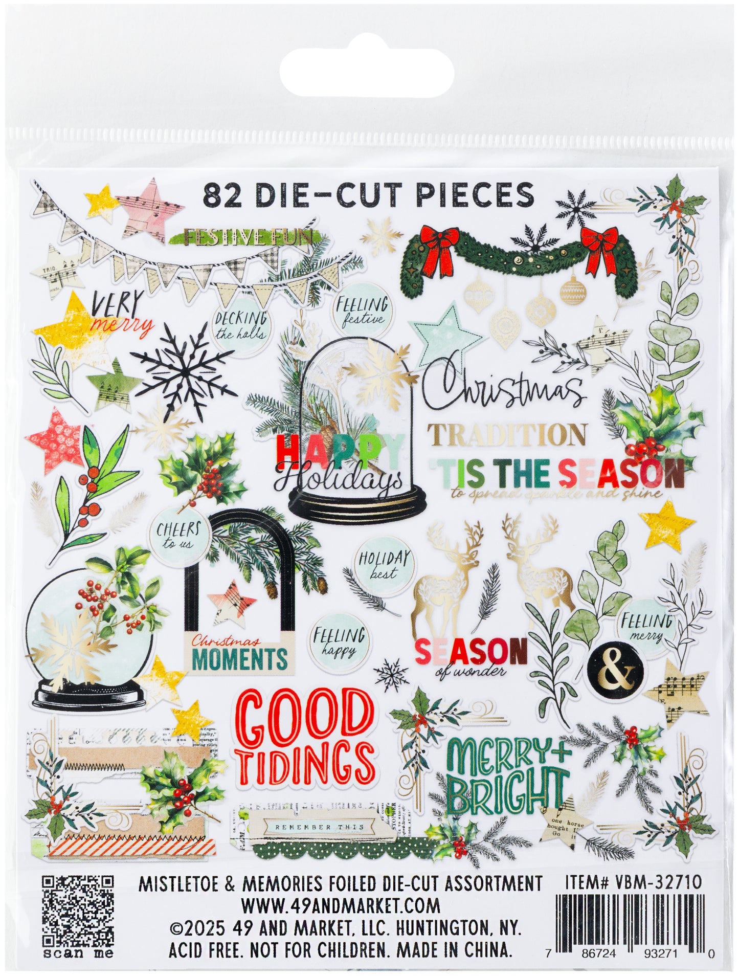 49 and Market - Mistletoe and Memories Collection - Foiled Die Cut Assortment