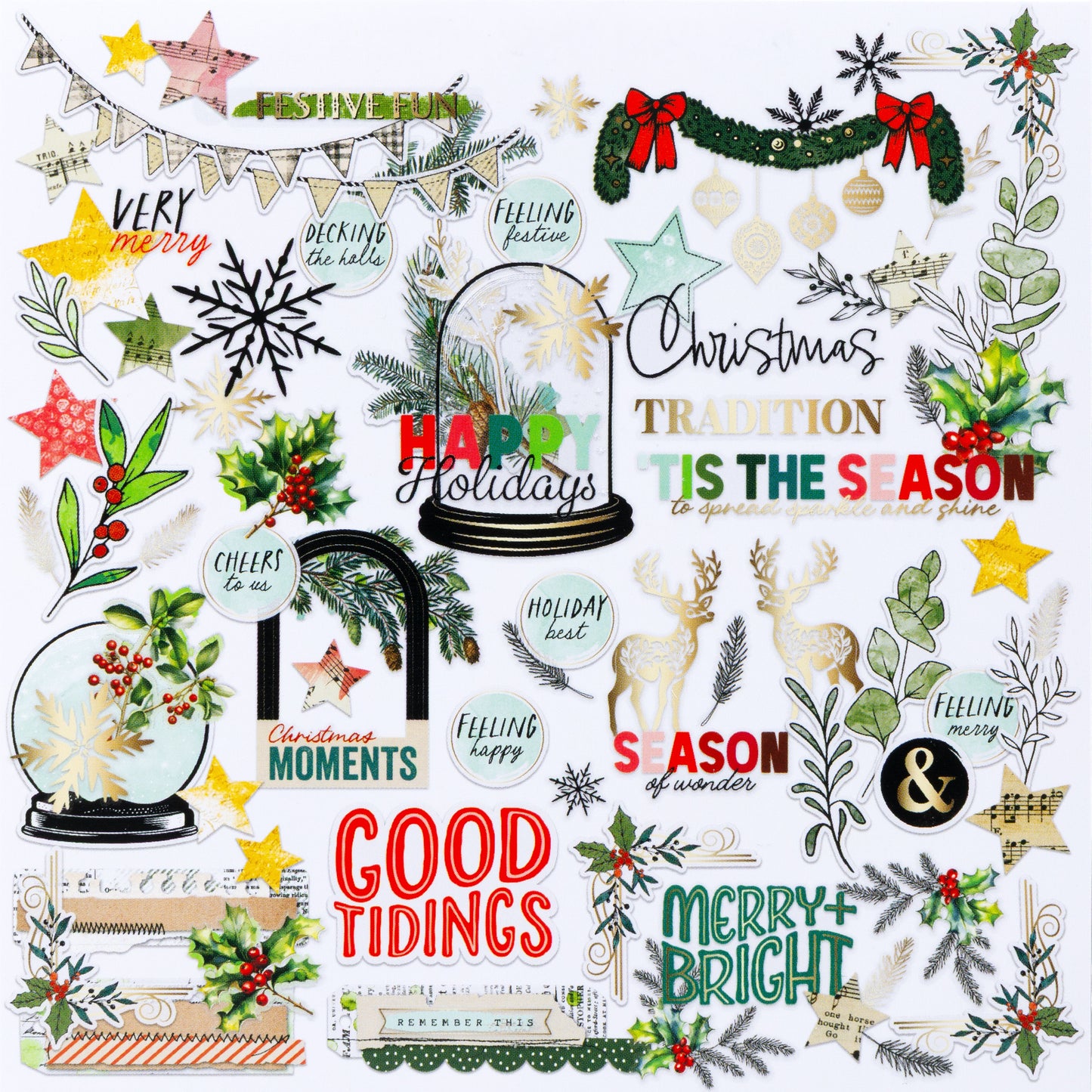 49 and Market - Mistletoe and Memories Collection - Foiled Die Cut Assortment