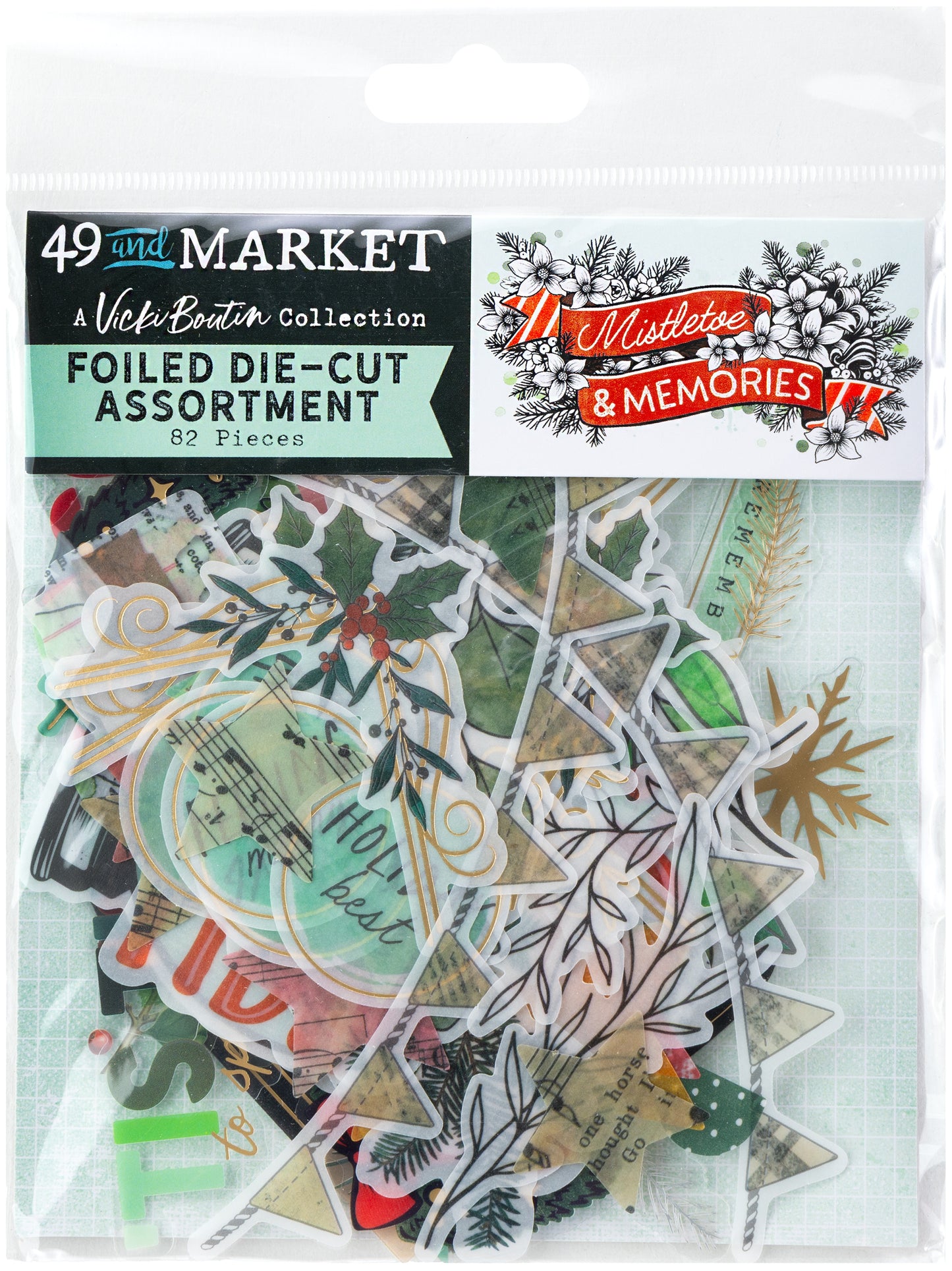 49 and Market - Mistletoe and Memories Collection - Foiled Die Cut Assortment