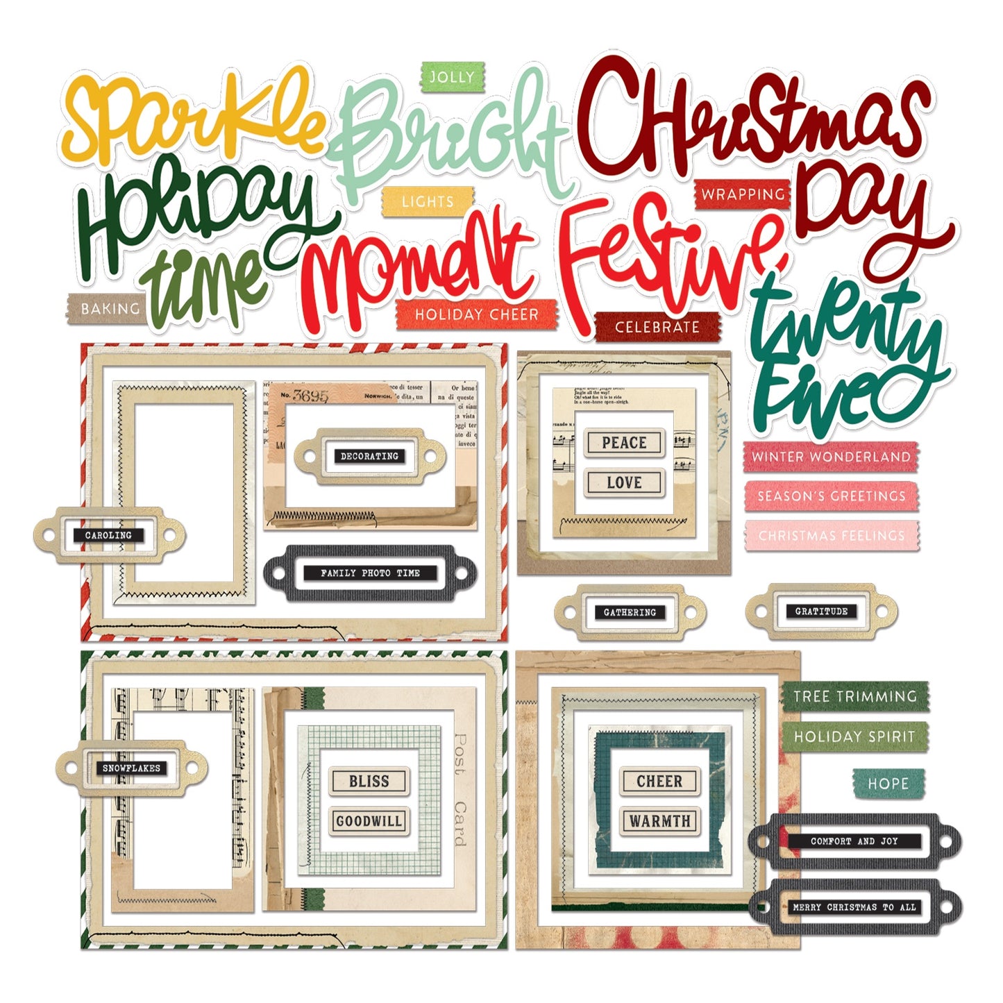 49 and Market - Mistletoe and Memories Collection - Chipboard Basics