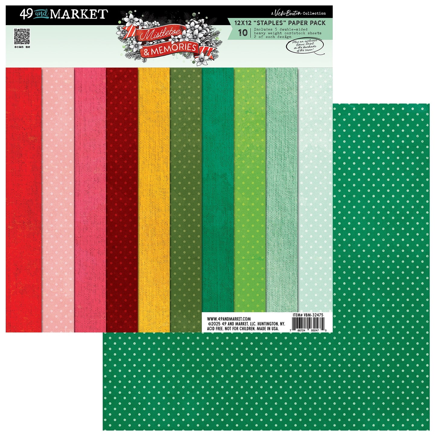49 and Market - Mistletoe and Memories Collection - 12 x 12 Staples Pack