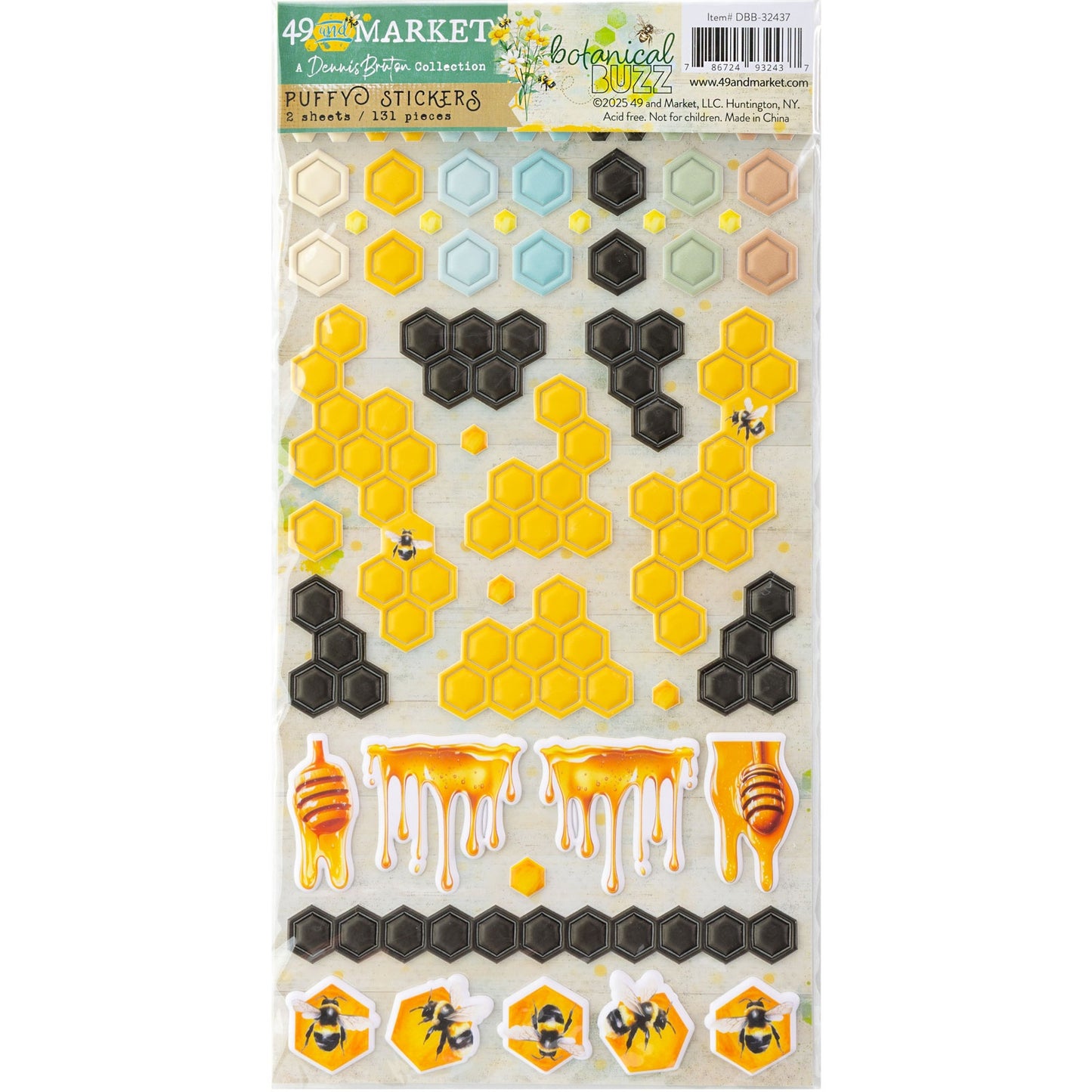 49 and Market - Botanical Buzz Collection - Puffy Stickers