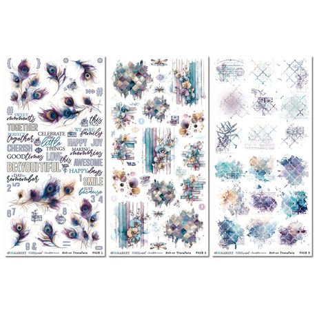 49 and Market - Plume & Petal Collection - Blendable Rub-On Transfer Set