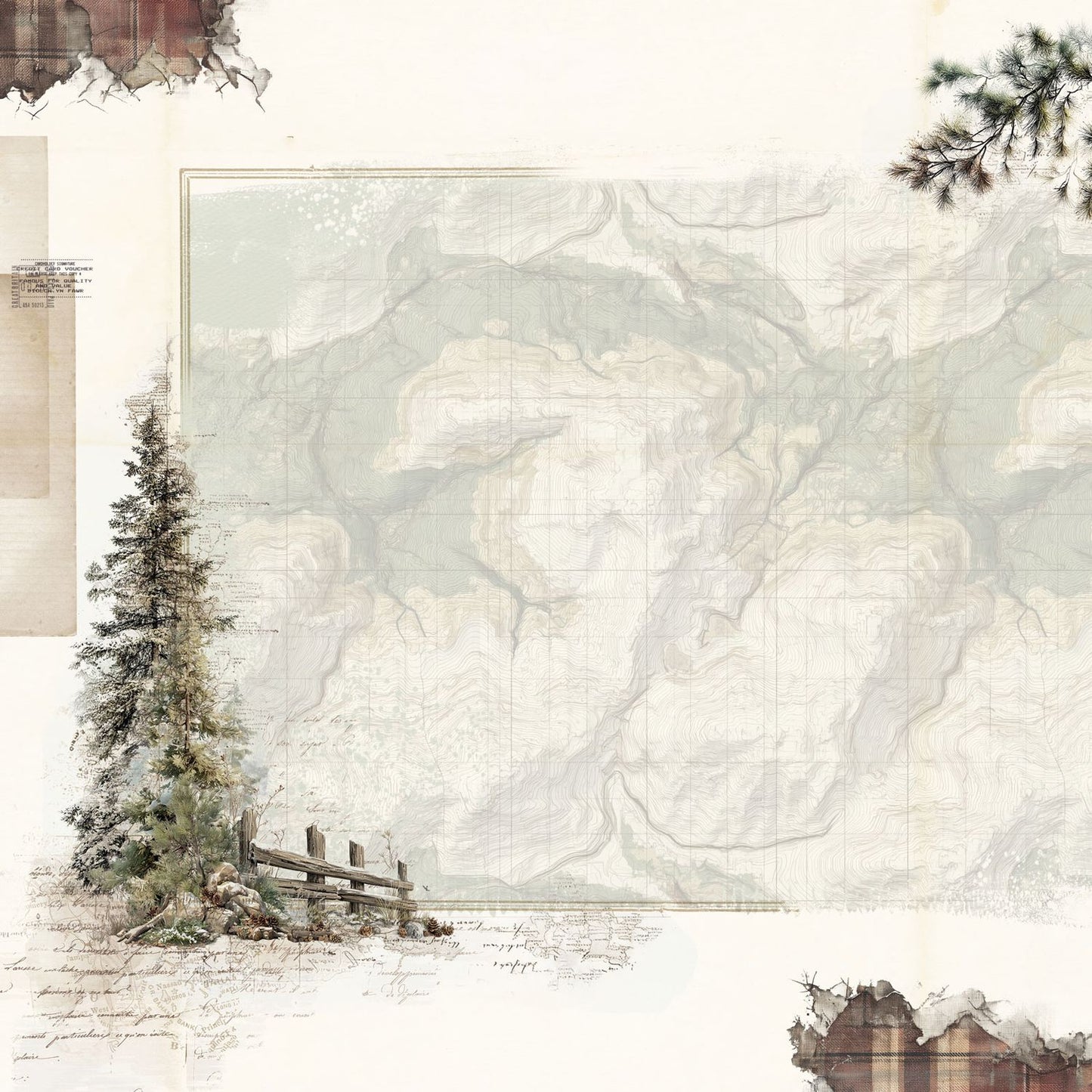 49 and Market - Timber And Tweed Collection - 12 x 12 Double Sided Paper - Mountain Trail