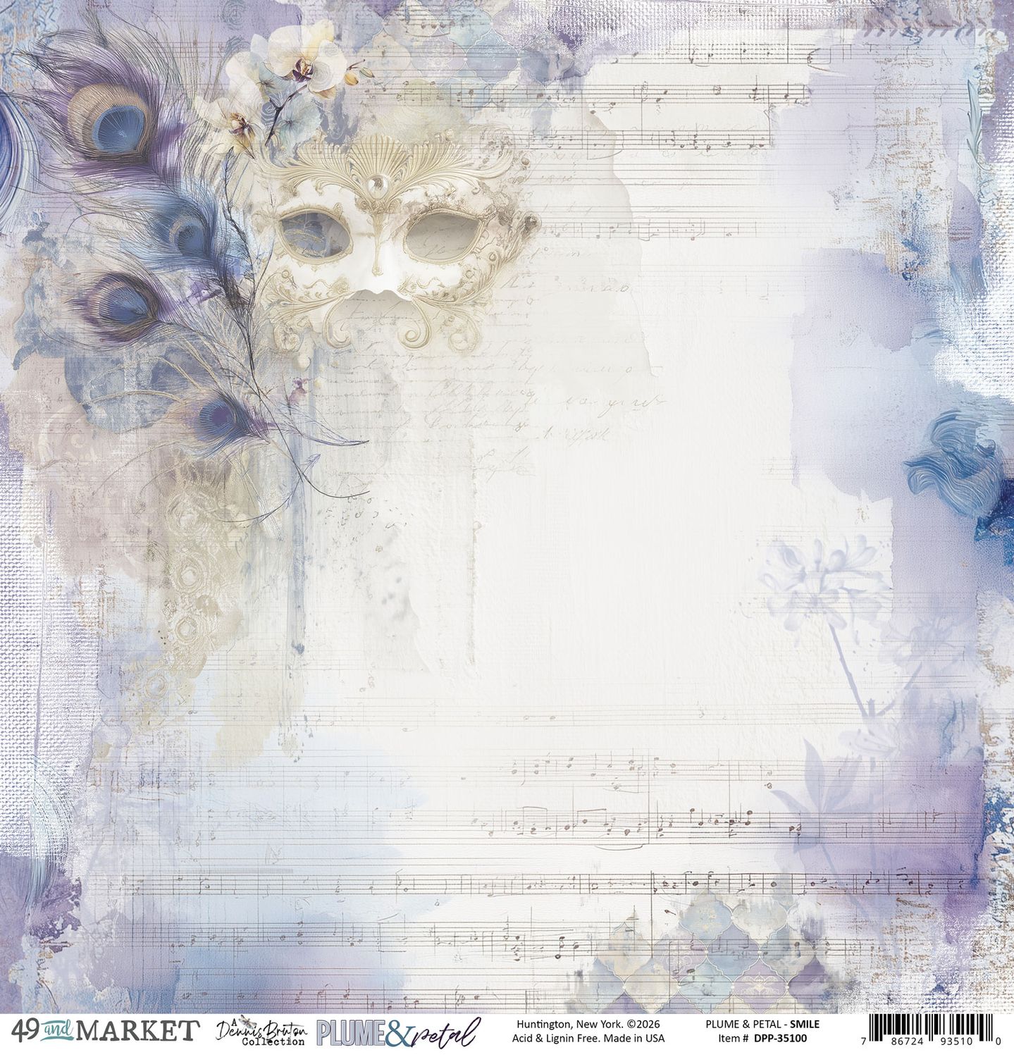 49 and Market - Plume & Petal Collection - 12 x 12 Double Sided Paper - Smile