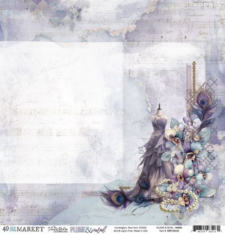 49 and Market - Plume & Petal Collection - 12 x 12 Double Sided Paper - Shine