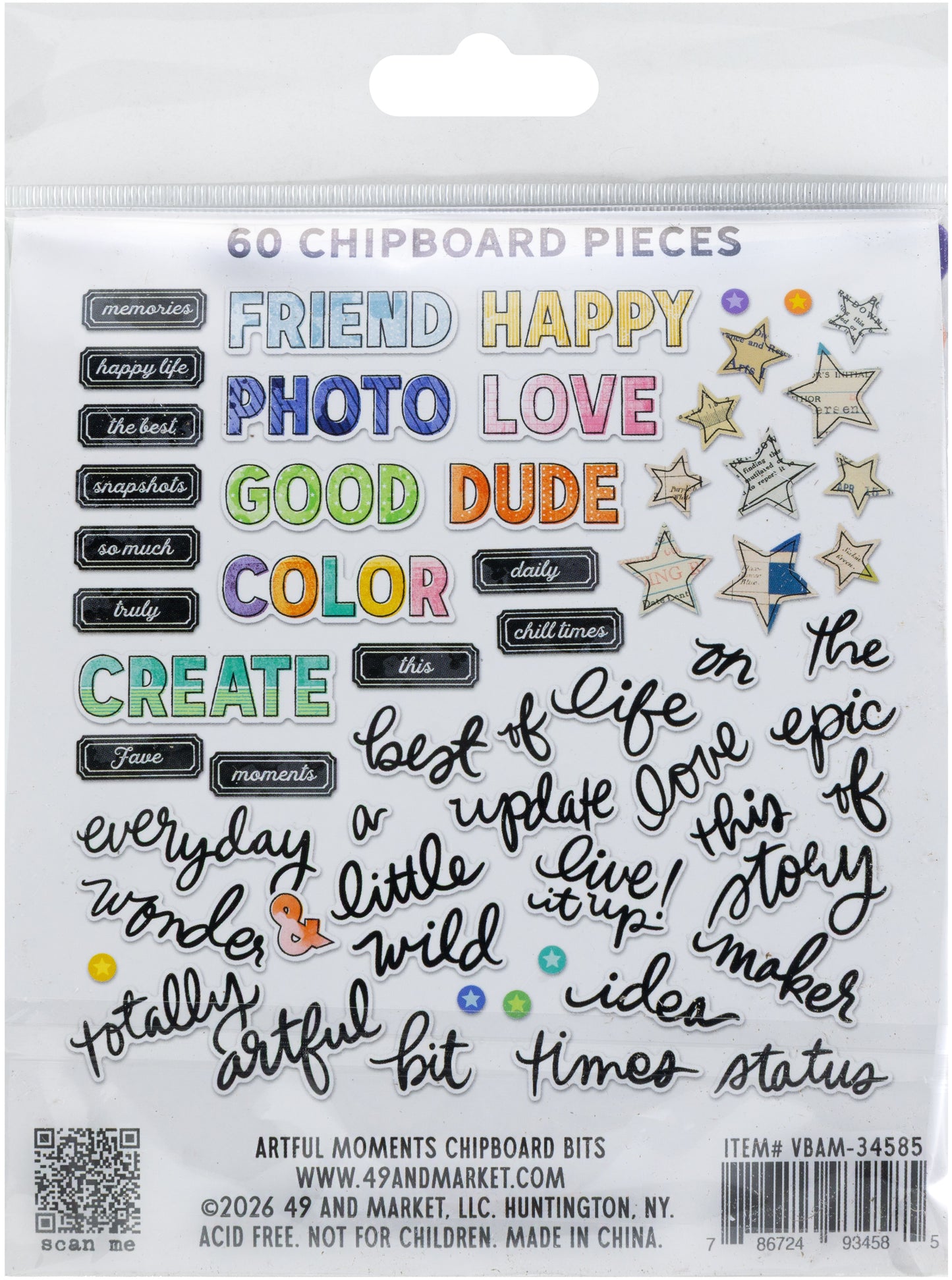 49 And Market - Vicki Boutin - Artful Moments Collection - Chipboard Set
