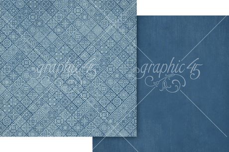 Graphic 45 - Scenic Route Collection - 12 x 12 Double Sided Paper - Patterns and Solids -Ultramarine Blue