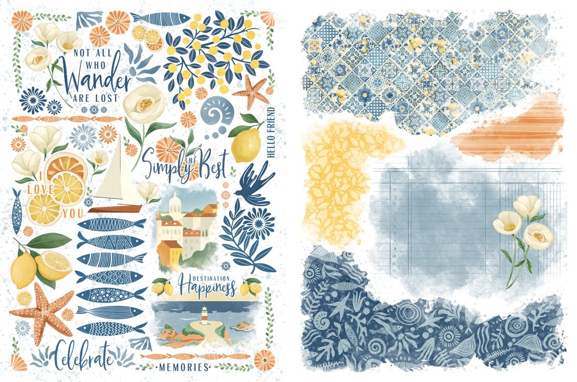 Graphic 45 - Scenic Route Collection - Rub-On Transfers