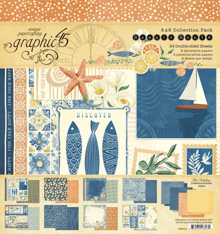 Graphic 45 - Scenic Route Collection - 8" x 8" Collection Pack