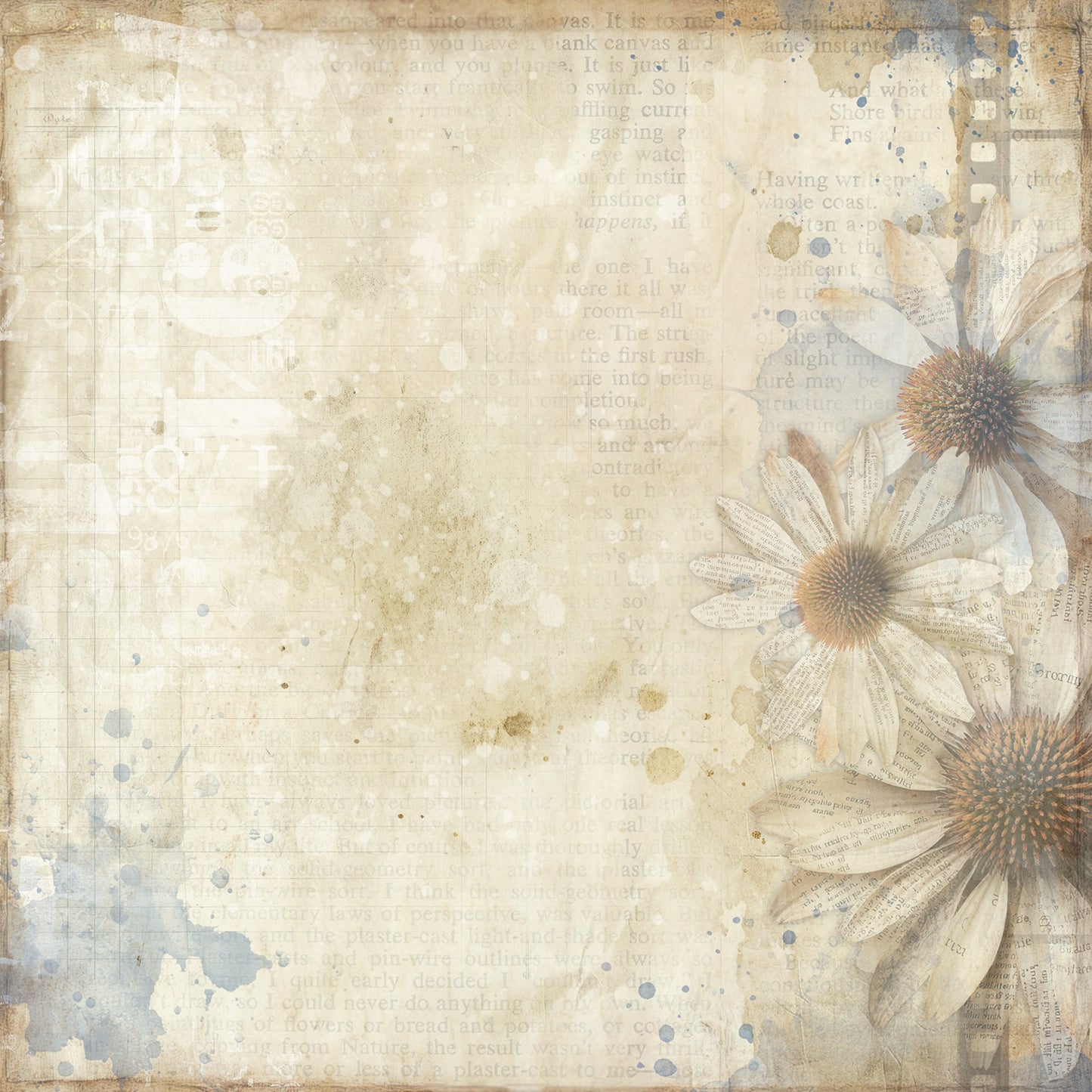 49 And Market - Faded Memory Lane Collection - 12 x 12 Double Sided Paper - Wildflower Notes