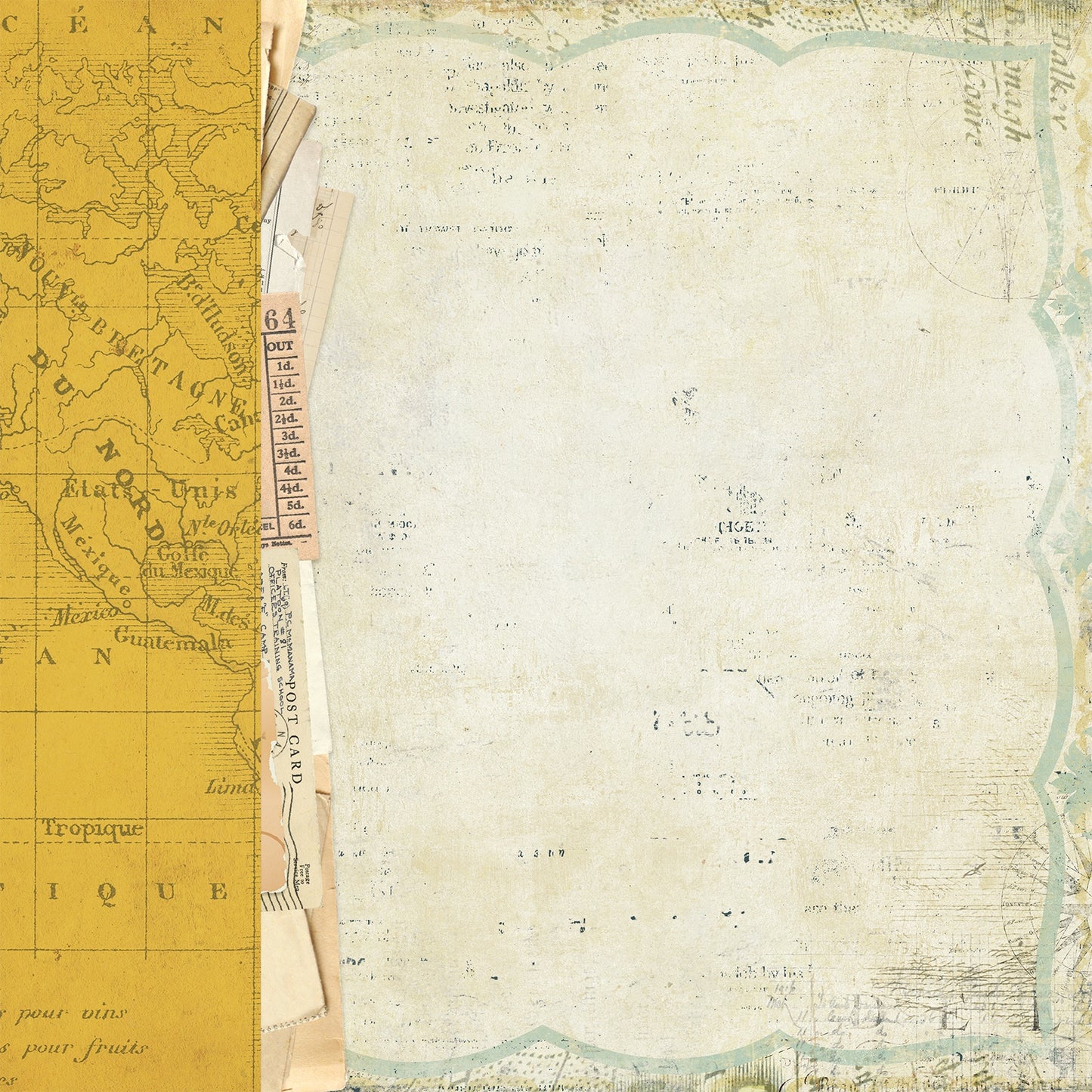 49 And Market - Travel Diaries Collection - 12 x 12 Double Sided Paper - Vintage Map