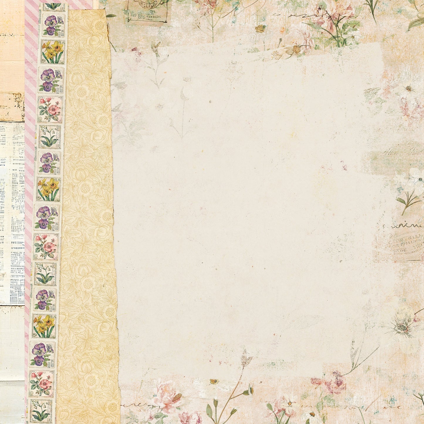 49 And Market - From The Garden Collection - 12 x 12 Double Sided Paper - Sweet Pea