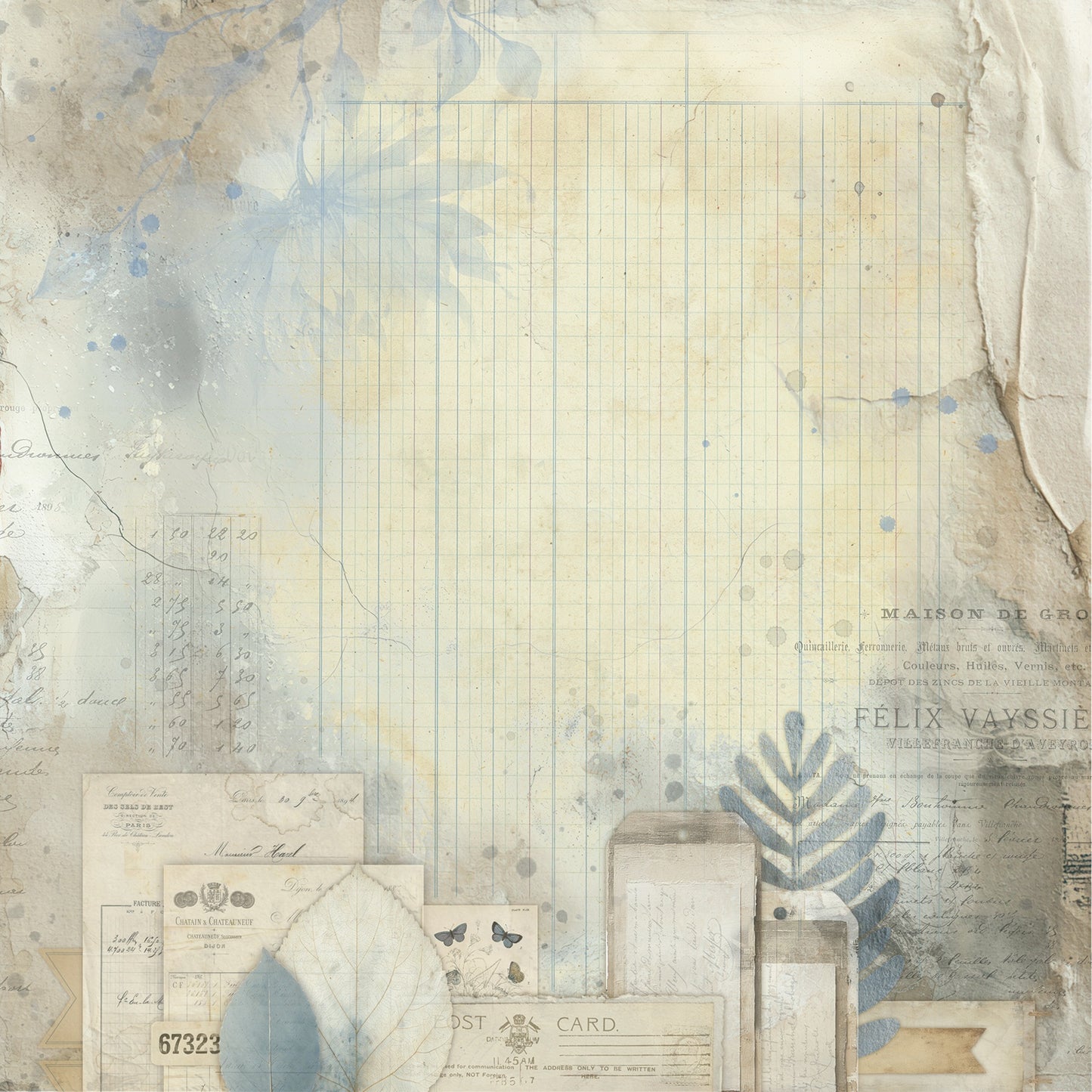 49 And Market - Faded Memory Lane Collection - 12 x 12 Double Sided Paper - Collected Ephemera