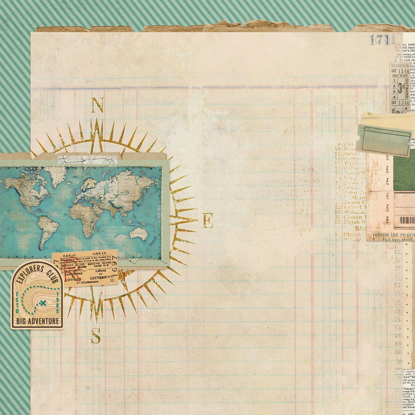 49 And Market - Travel Diaries Collection - 12 x 12 Double Sided Paper - Explorer