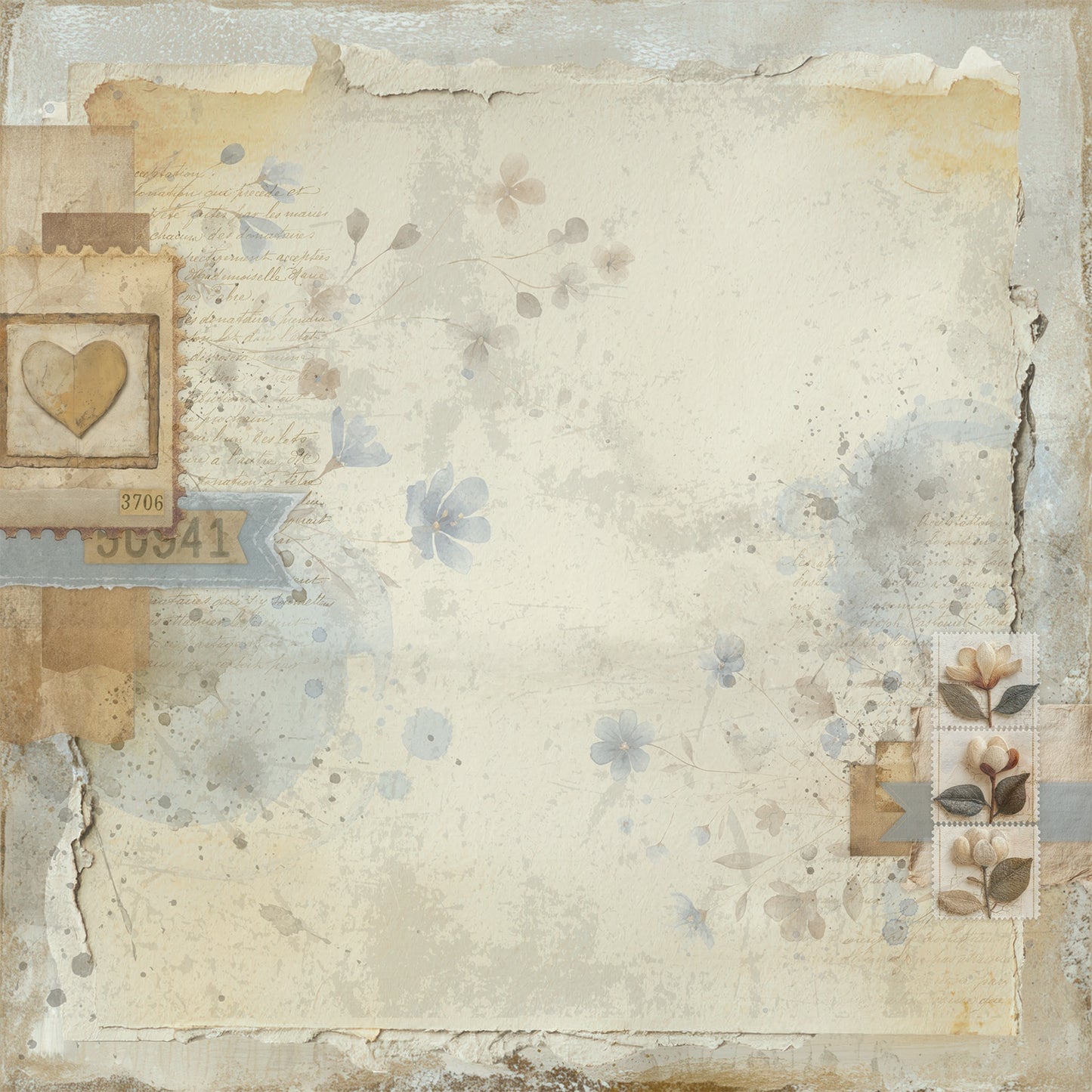 49 And Market - Faded Memory Lane Collection - 12 x 12 Double Sided Paper - Pressed Petals