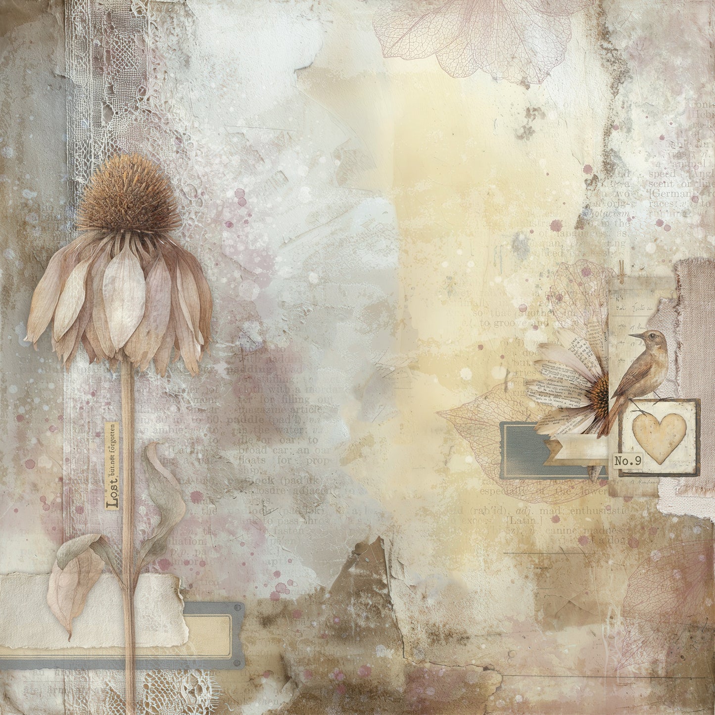 49 And Market - Faded Memory Lane Collection - 12 x 12 Double Sided Paper - Nature Findings