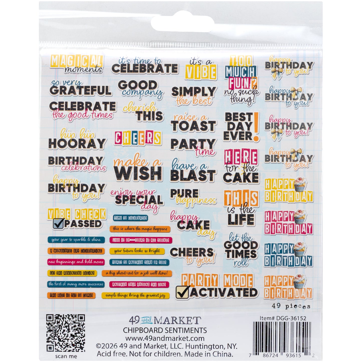 49 and Market - Glimmer And Glee Collection - Chipboard Sentiments