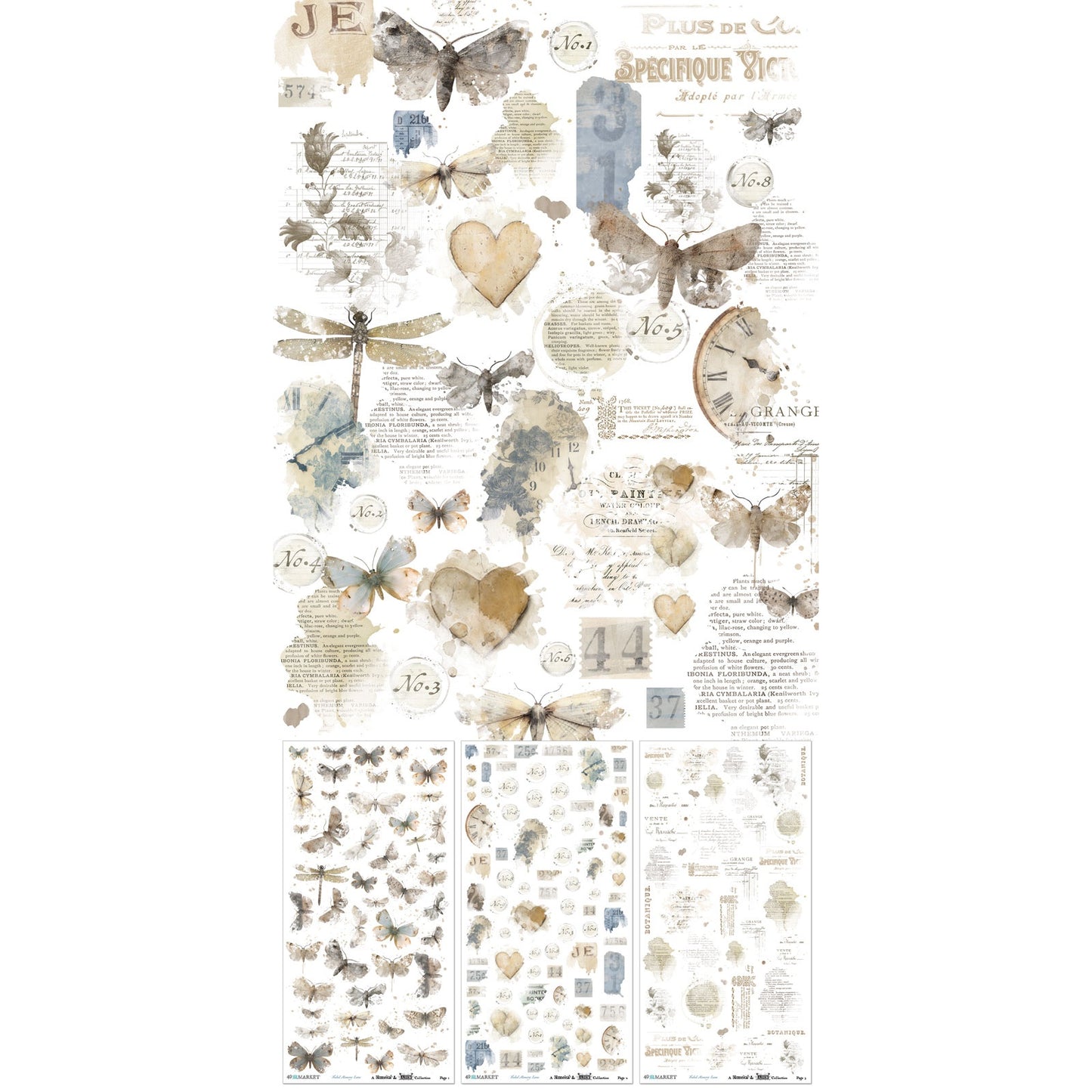 49 And Market - Faded Memory Lane Collection - 6 x 12 Blendable Rub-On Transfers