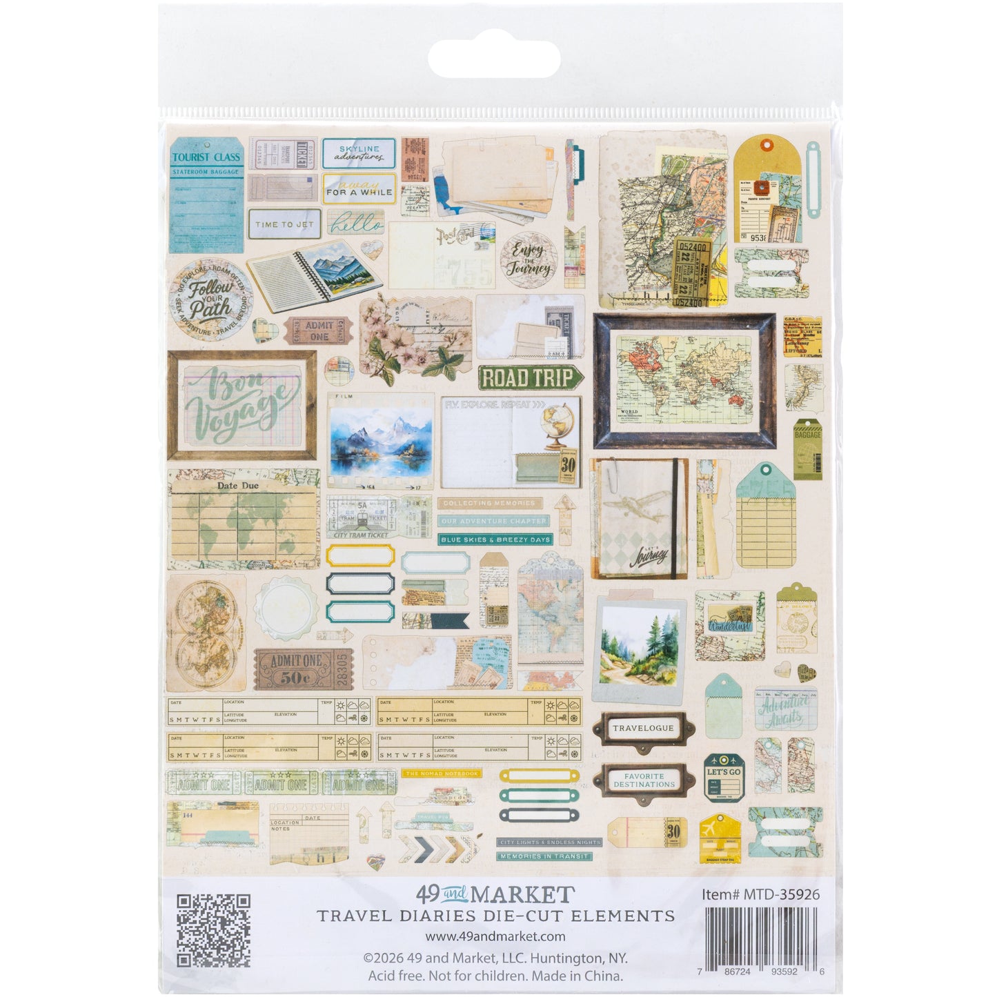 49 And Market - Travel Diaries Collection - Die Cut Elements