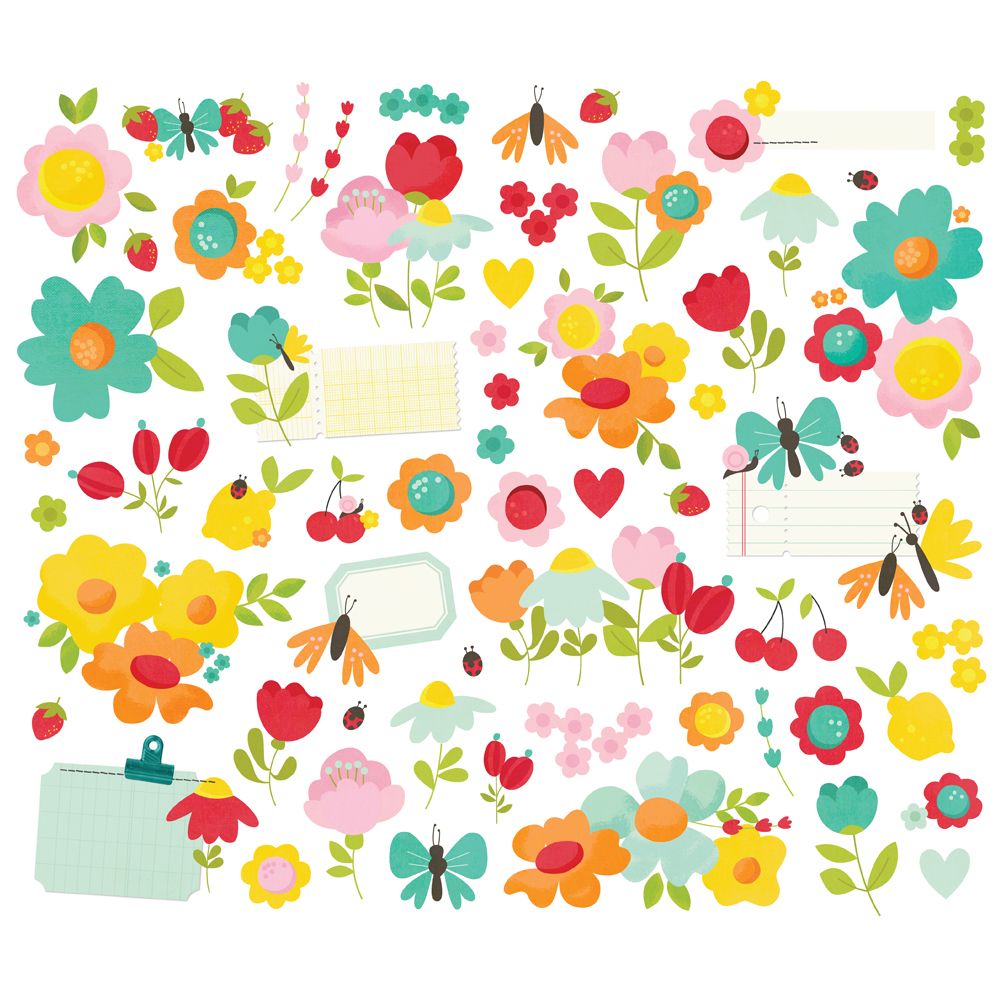 Simple Stories - Sweet Summertime Collection - Ephemera - Floral Bits And Pieces