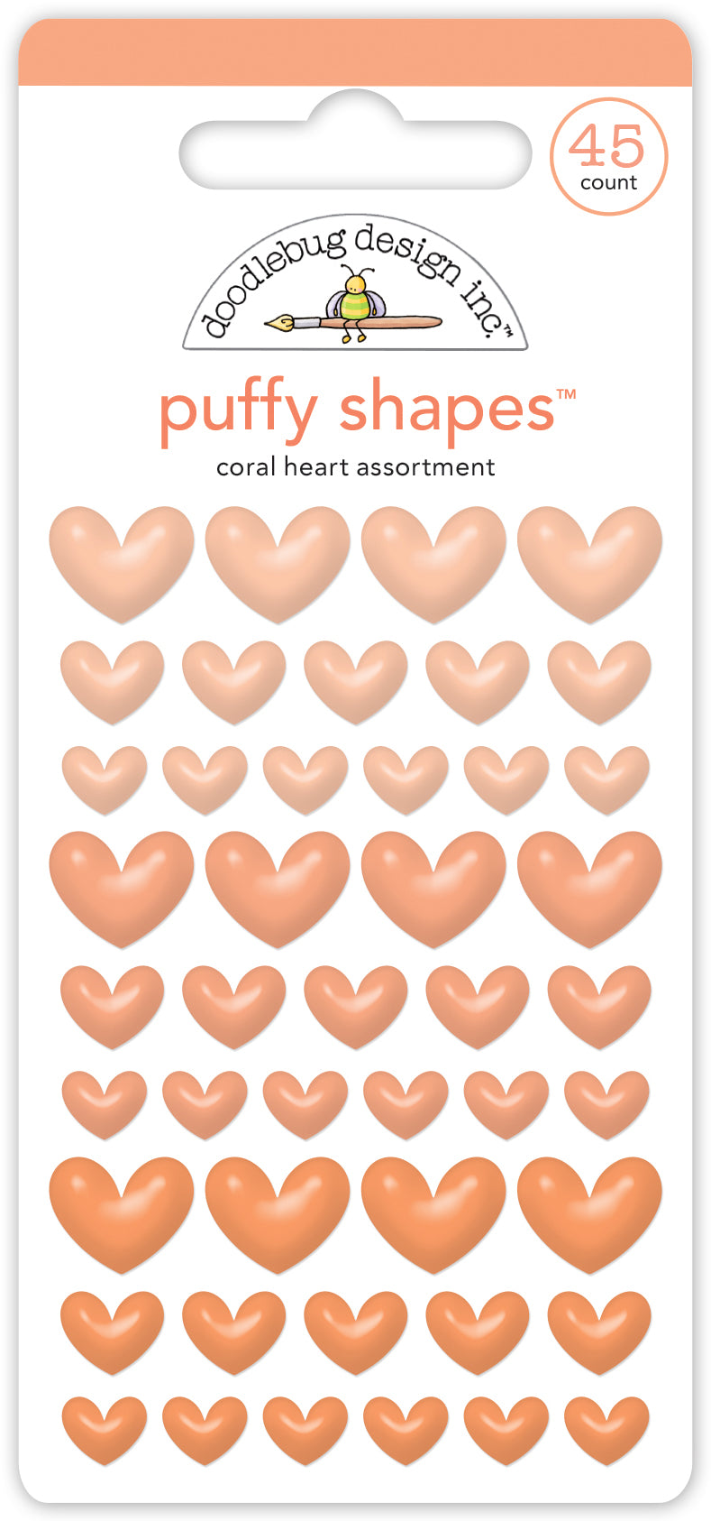 Doodlebug Design - Monochromatic Collection - Stickers - Puffy Shapes - Coral Heart