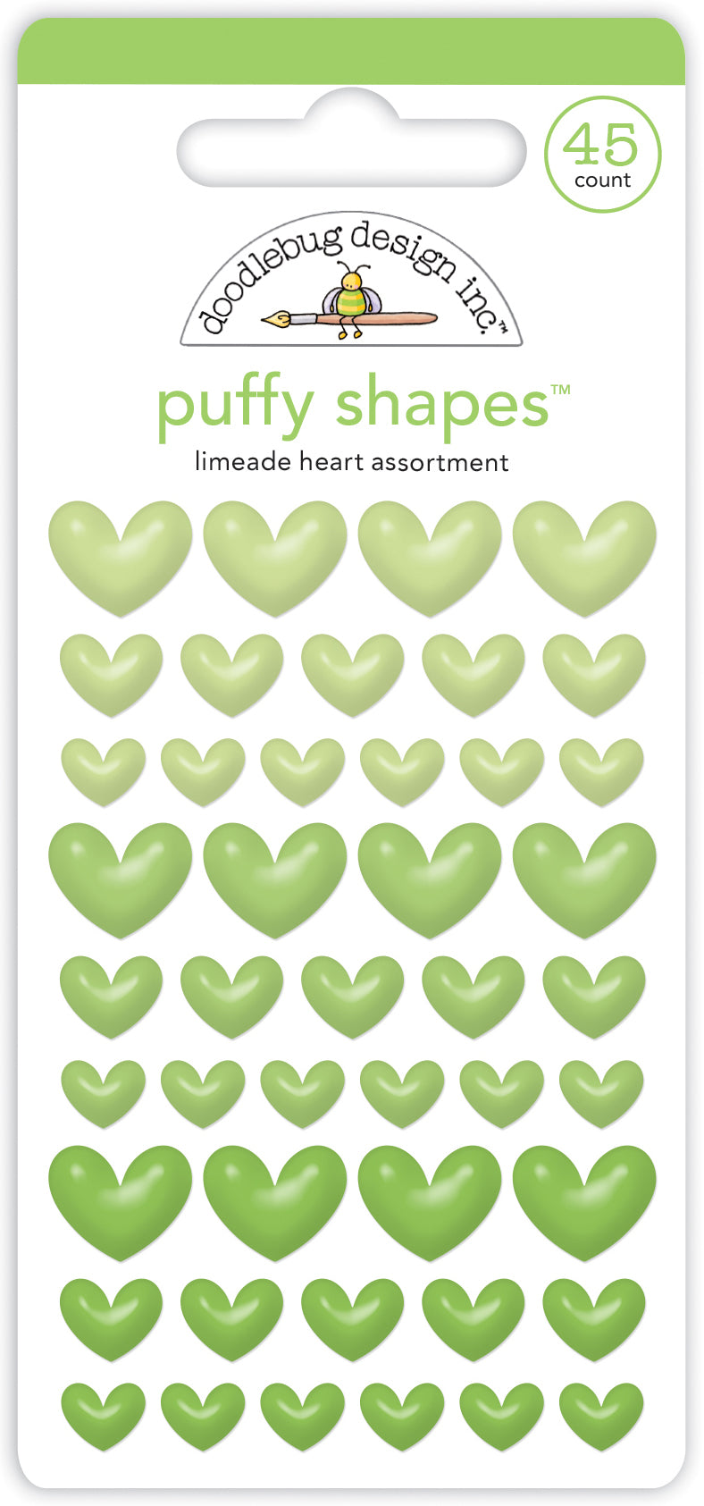 Doodlebug Design - Monochromatic Collection - Stickers - Puffy Shapes - Limeade Heart