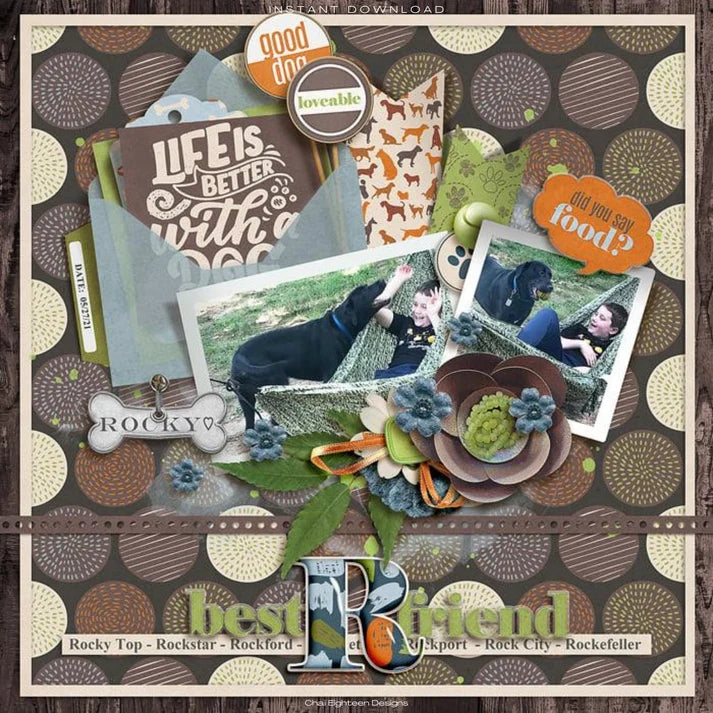 SSC Designs Dog Lover Collection - 12 x 12 Double Sided Scrapbook Paper Pack And Embellishment Kit