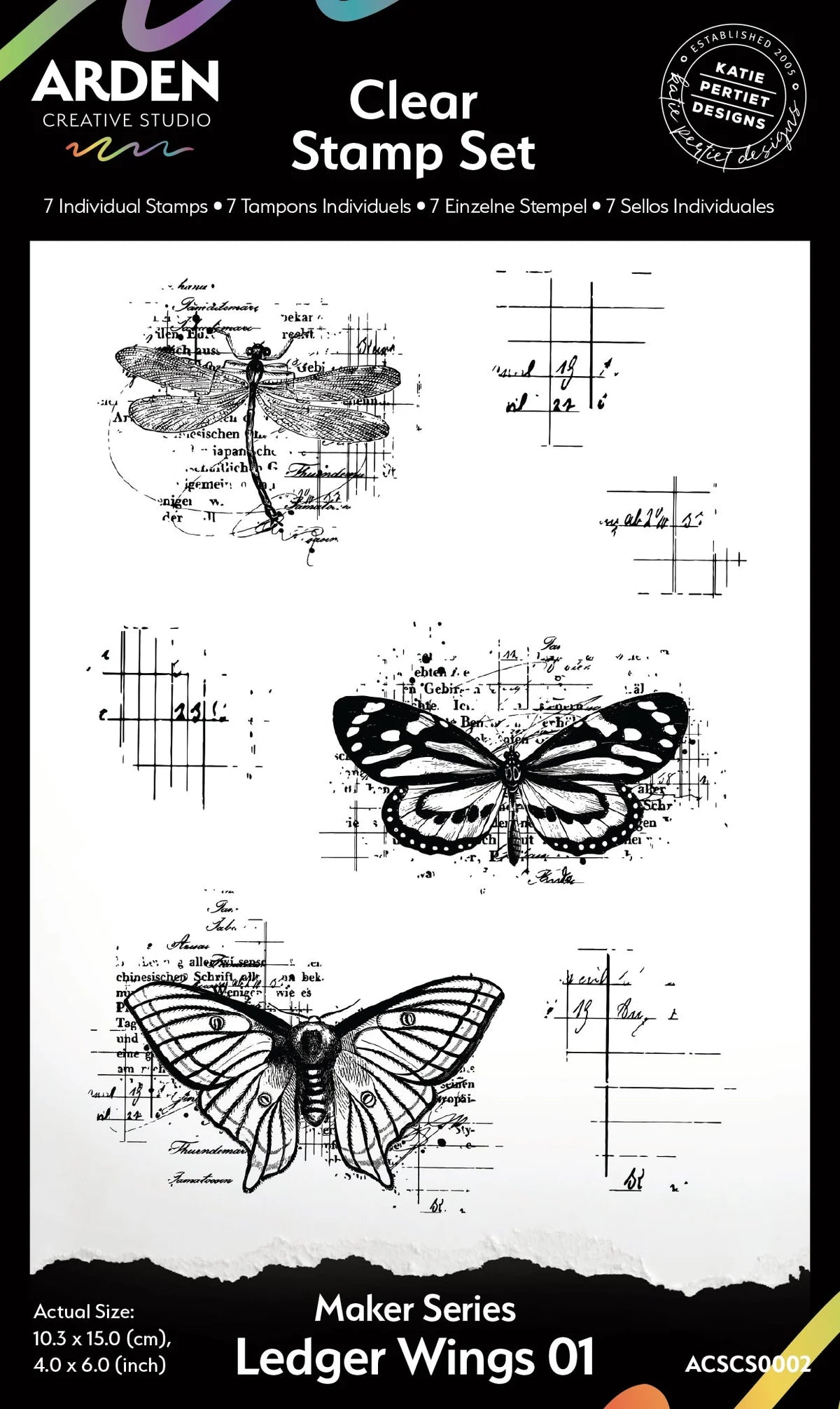 View Arden Creative Studio Maker Series Ledger Wings 01 - 4 in x 6 in Clear Stamp Set