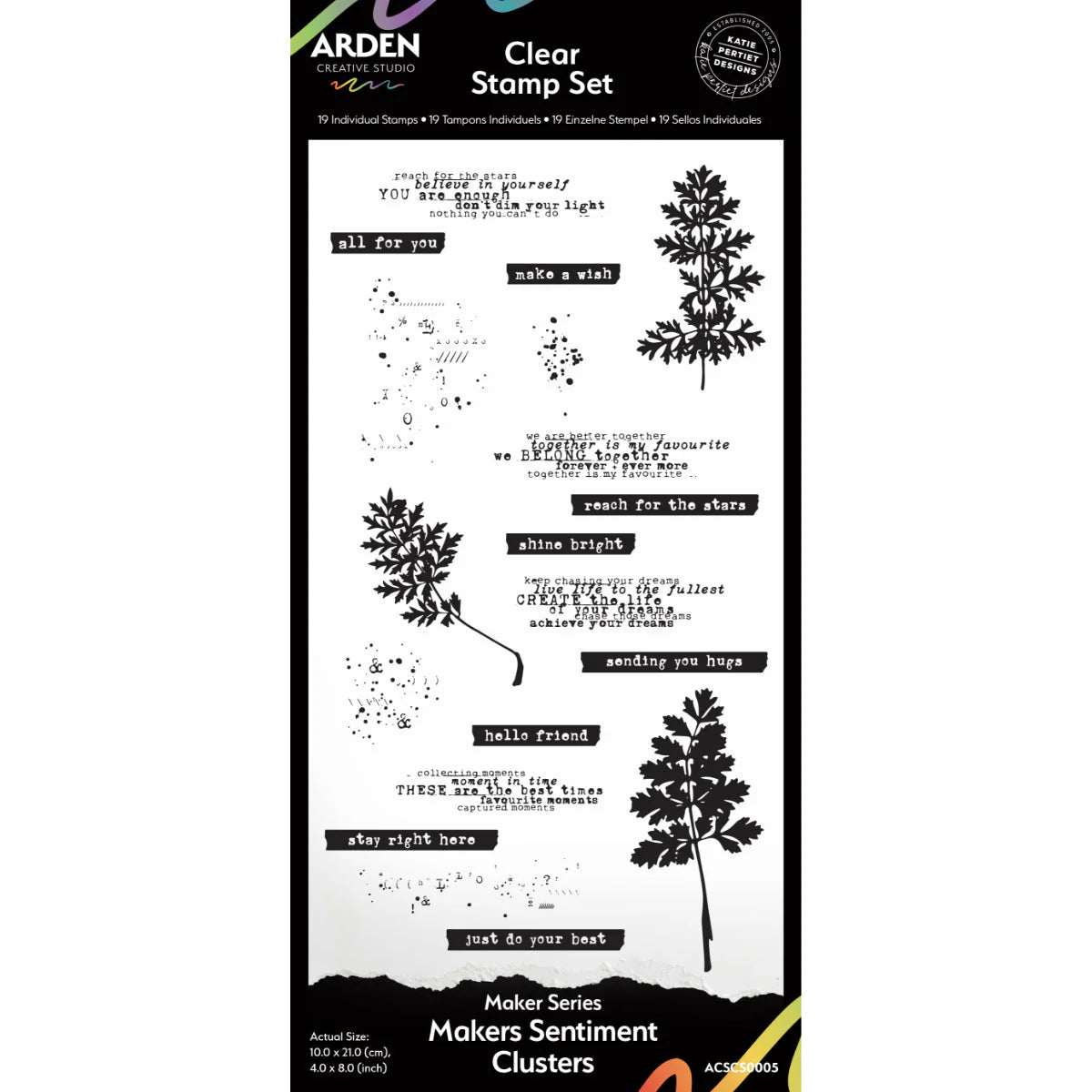 Arden Creative Studio - Katie Pertiet Vintage Maker Series Clear Stamp - Sentiment Clusters