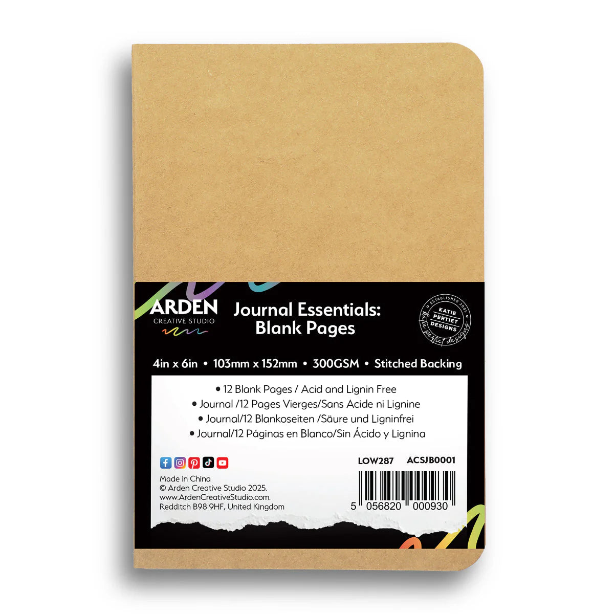 Arden Crafts - Creative Studio Journal Essentials: Blank Pages 4" x 6" Stitched Journal