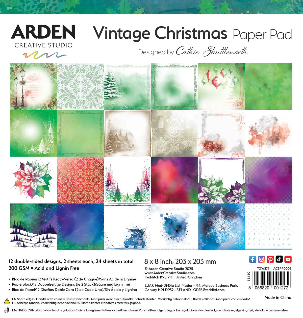 Arden Creative Studio - Arden Creative Studio Vintage Christmas 8in x 8in Paper Pad