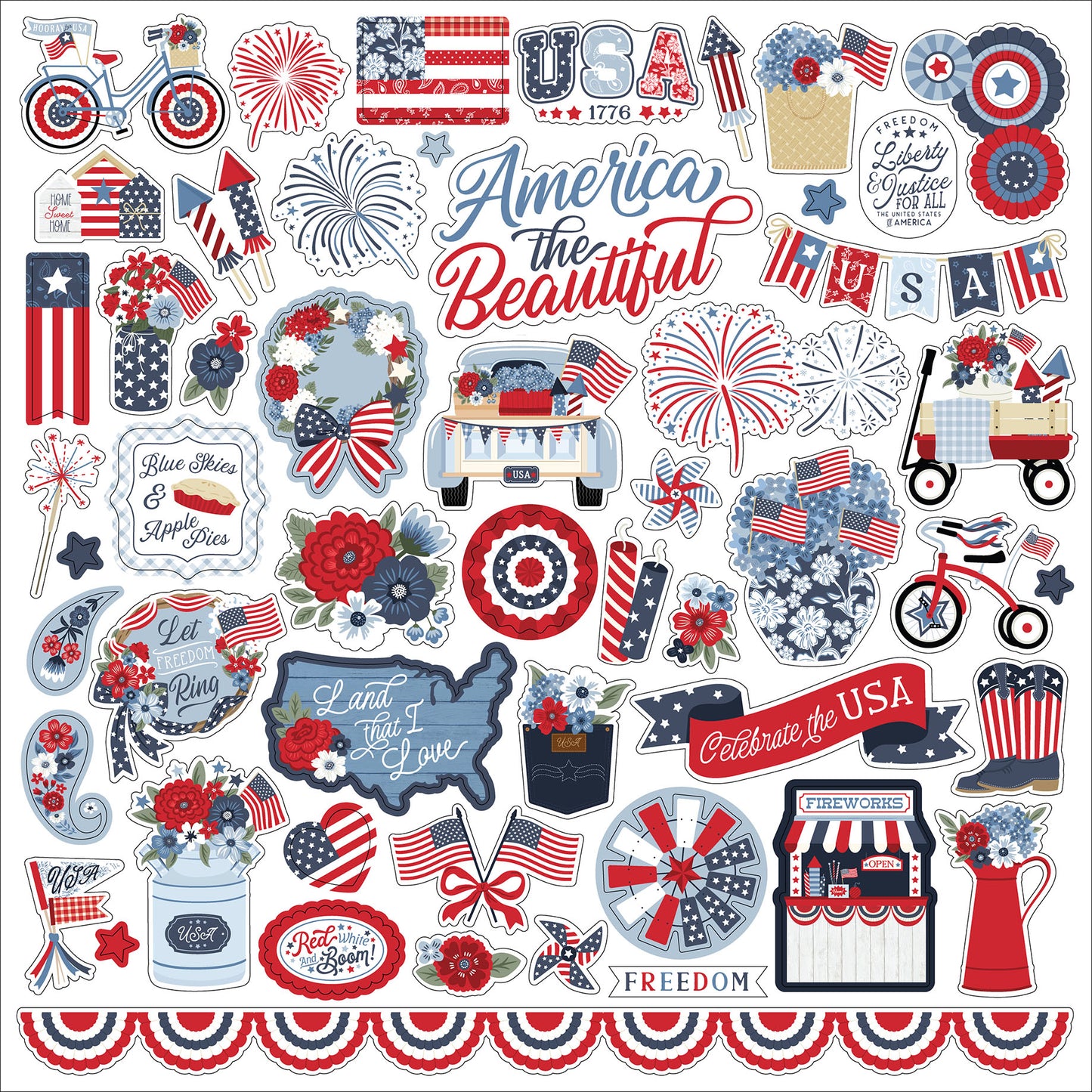 Echo Park - All American Collection - 12 x 12 Cardstock Stickers - Elements