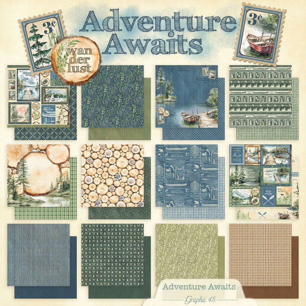 Graphic 45 - Adventure Awaits Collection - 8 x 8 Collection Pack