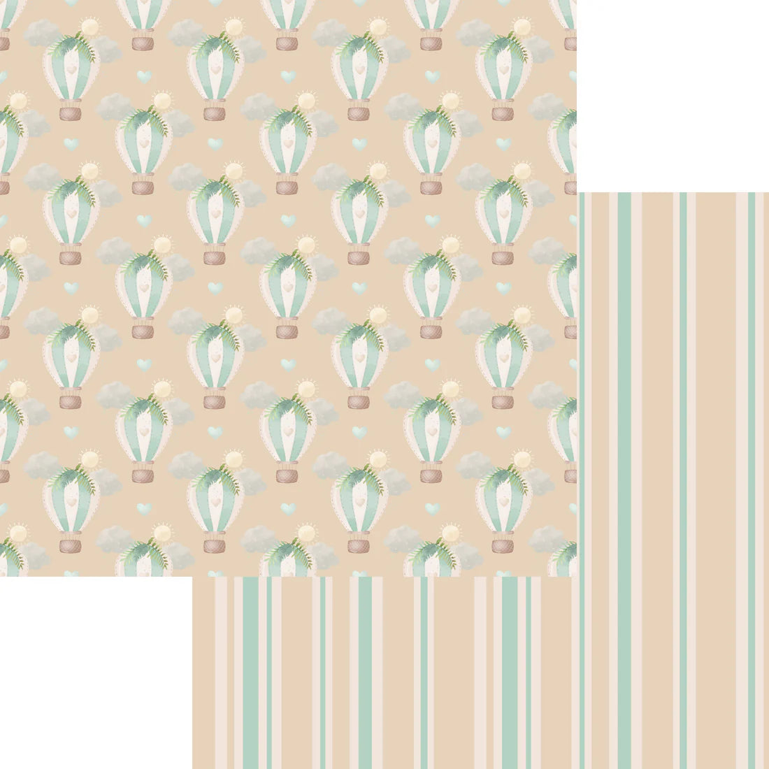 SSC Designs - Baby Elephants Collection - 12 x 12 Double-Sided Paper - Hot Air Balloons