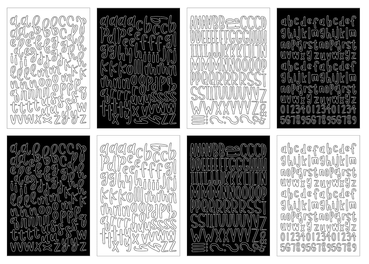 Echo Park - Essentials Collection - Sticker Book - Black And White Alpha