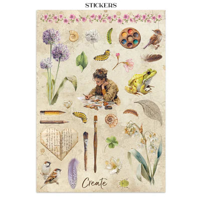 Stamperia - All Around Collection - Junk Journal - Stickers, Cut-Outs, and Backgrounds