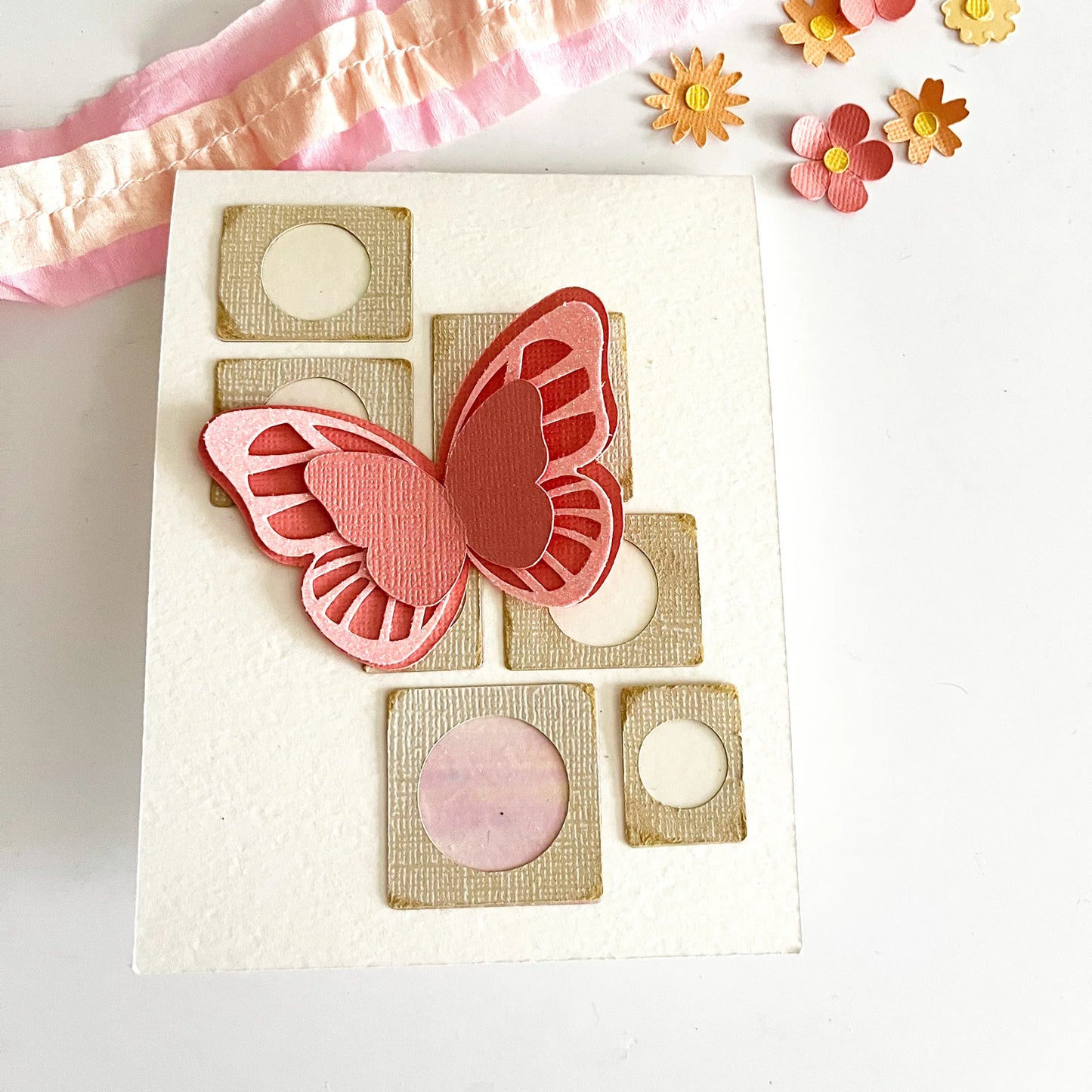 Encore - 12 x 12 Shimmer Textured Pearlescent Cardstock - Georgia Peach