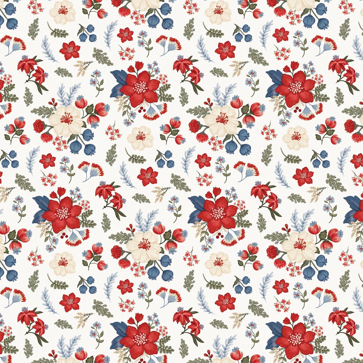 Carta Bella - Americana Summer Collection - 12 x 12 Double-Sided Paper - Patriotic Floral