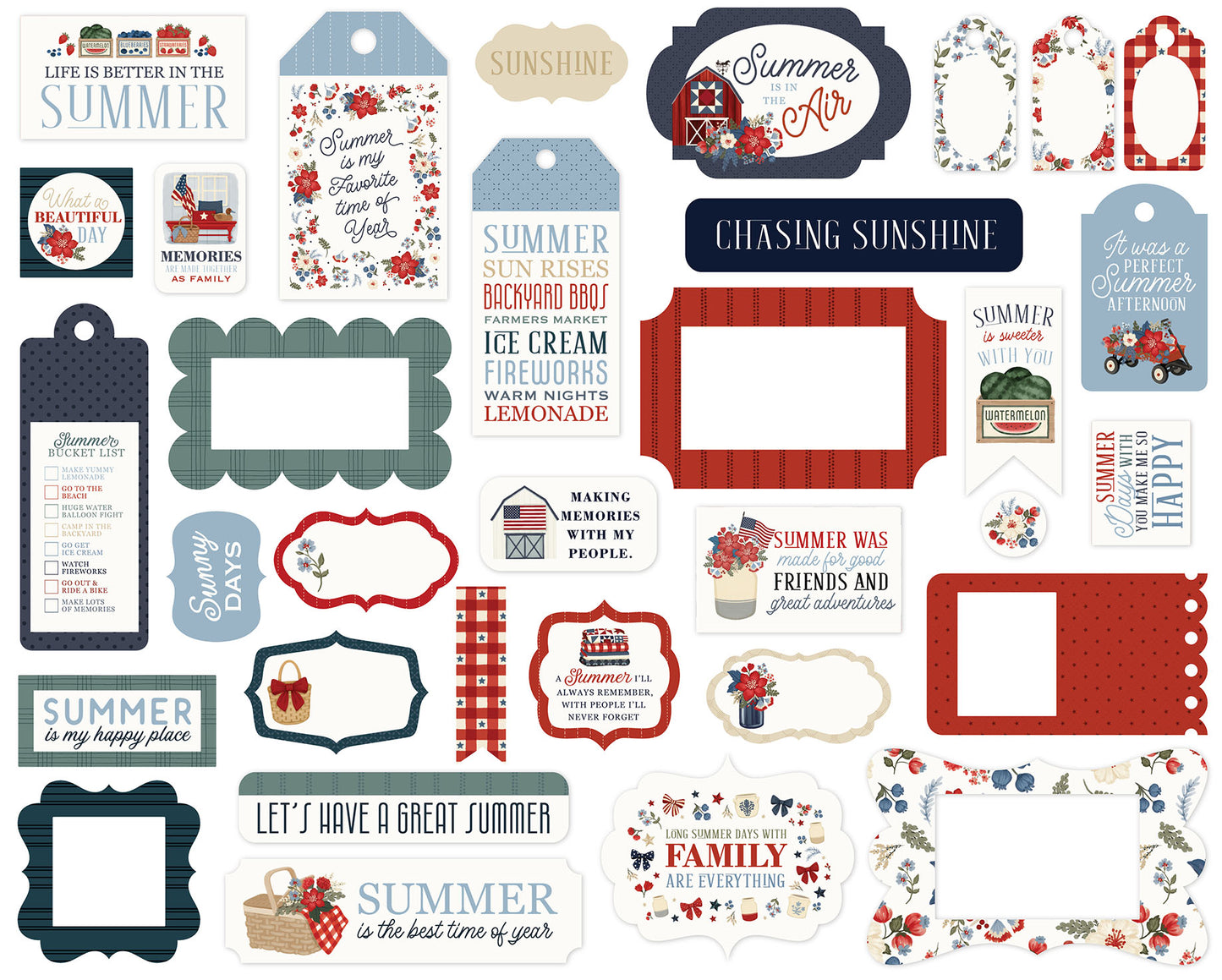 Carta Bella - Americana Summer Collection - Frames & Tags
