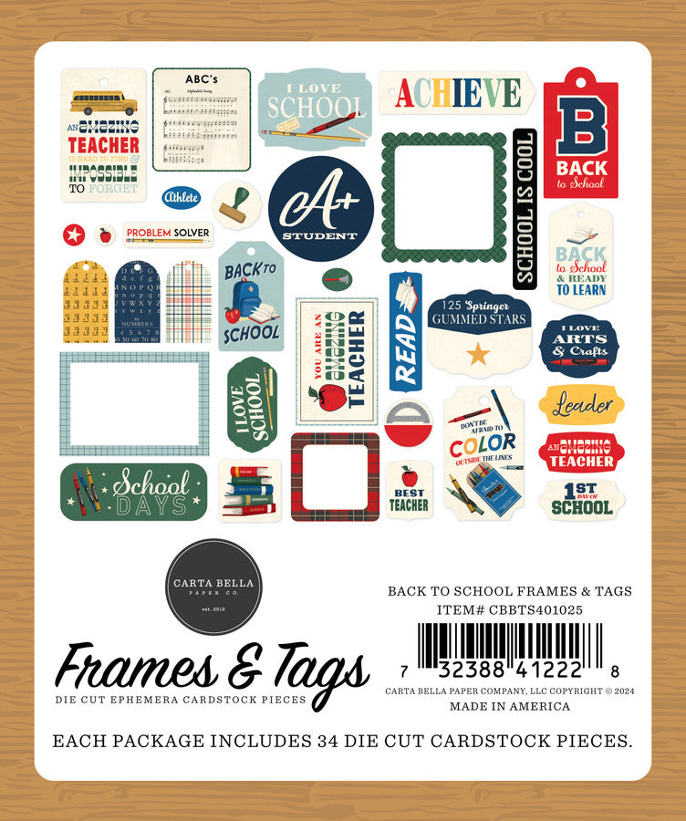 Carta Bella - Back To School Collection - Frames and Tags