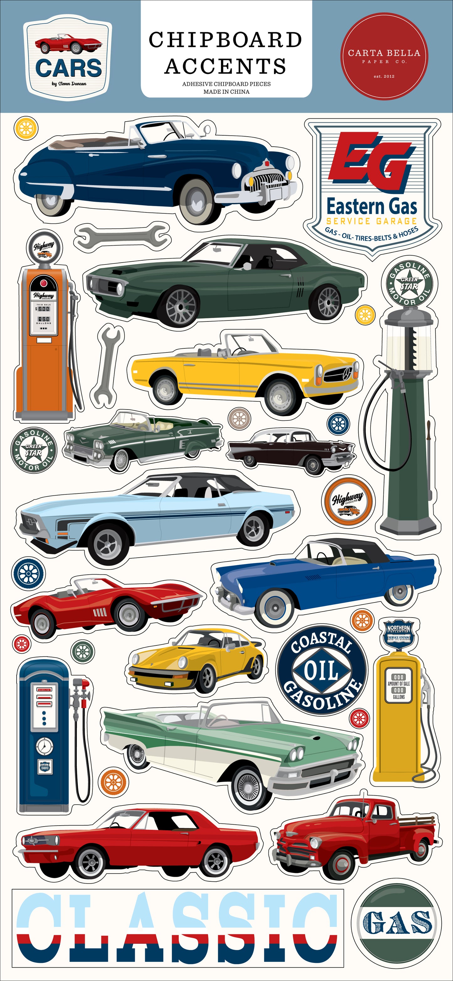 Carta Bella - Cars Collection - Chipboard Embellishments - Accents